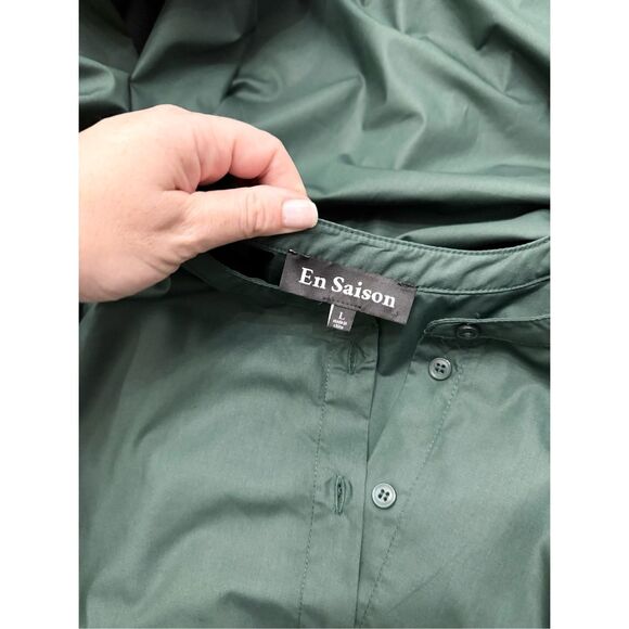 En Saison Womens Forest Green Tiered Poplin Midi Dress Size Large - Picture 5 of 7